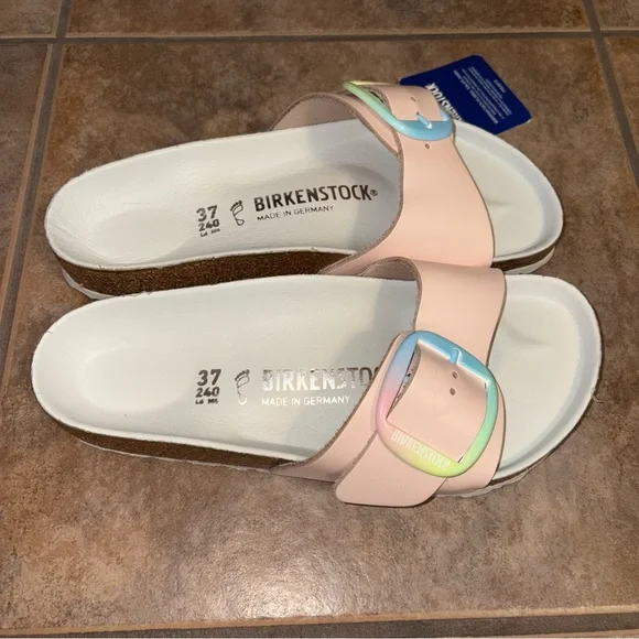 New Birkenstock Big Buckle Madrid Slide Sandal 37 6 Pink Ombré - Picture 2 of 3